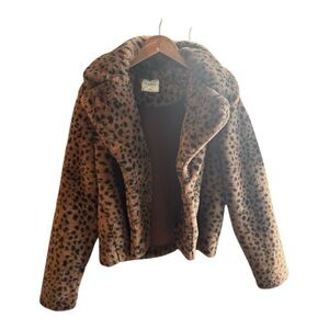 Abercrombie & Fitch Animal Print Faux Fur Coat